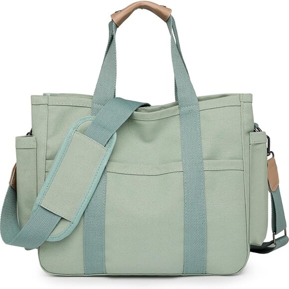 Handbags - Canvas Crossbody Bag Women Large Multi Pockets Travel Handbag Shoulder Purse